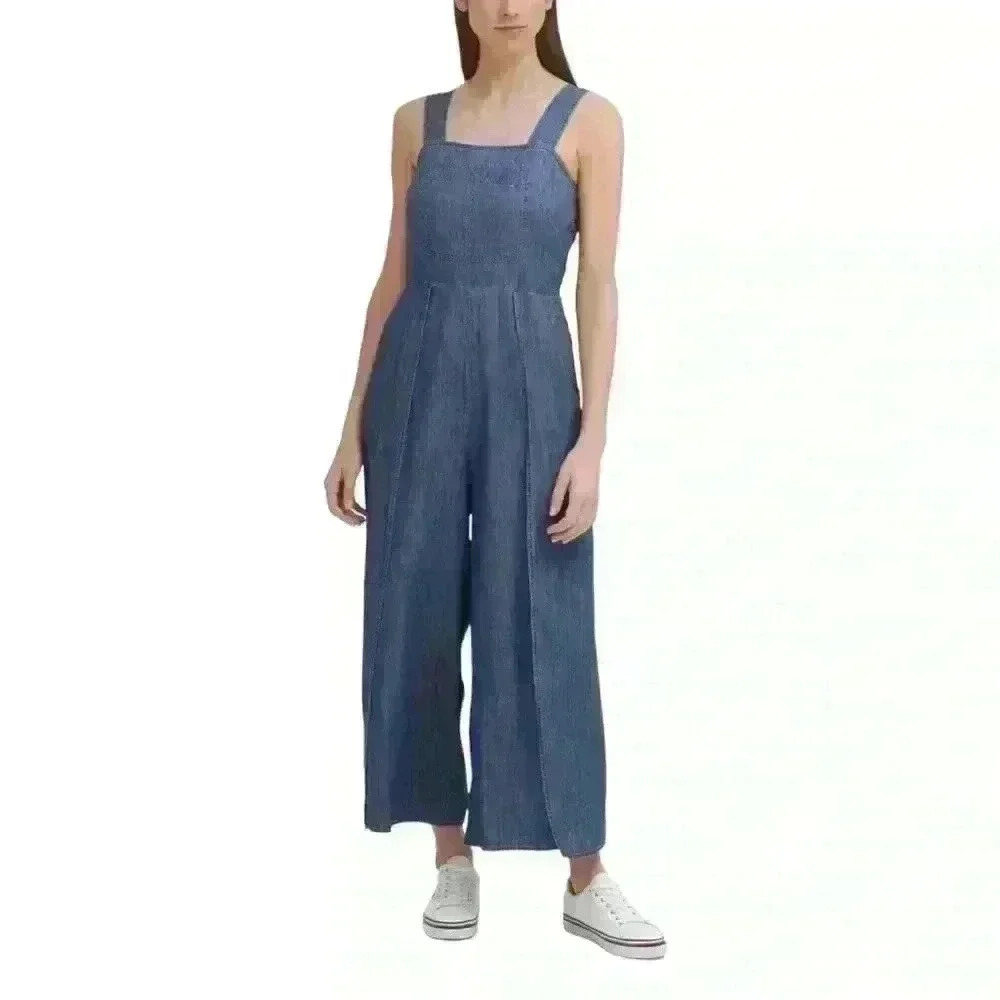 Tommy Jeans Women's Sleeveless Jumpsuit with Zipper, Pockets, Wide Leg, Size XS